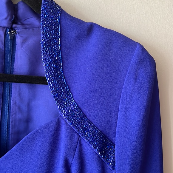 Vintage 80s / 90s Morton Myles beaded Cocktail dress size 8 Electric Blue - Picture 10 of 11